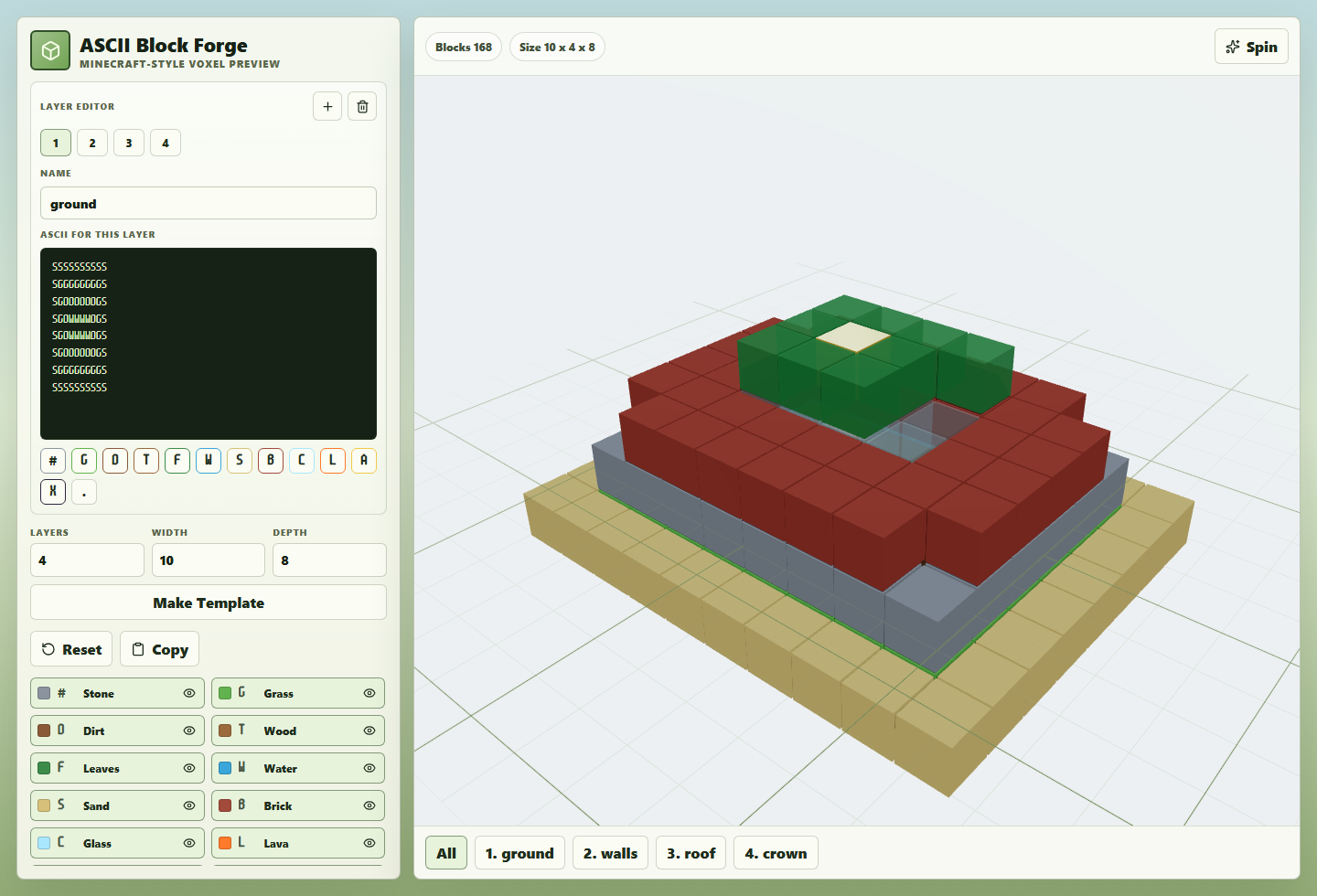 ASCII Block Forge layer editor